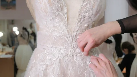 Close-up of needle and thread, embroider pattern. Equipment for sewing elegant Stock Footage 89930153