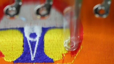 Close-up needle of Computerized machine embroidery Video stock 100202216