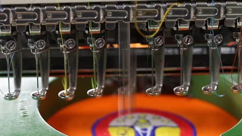 Close-up needle of Computerized machine embroidery Video stock 100202230