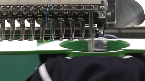 Close-up needle of Computerized machine embroidery Stock Footage 100202243
