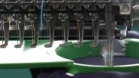 Close-up needle of Computerized machine embroidery Video stock 100202250