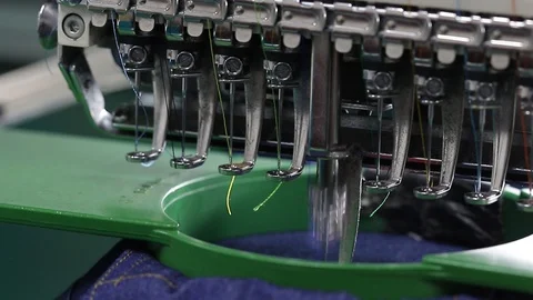Close-up needle of Computerized machine embroidery Video stock 100202277