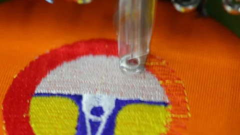 Close-up needle of Computerized machine embroidery Video stock 100202296