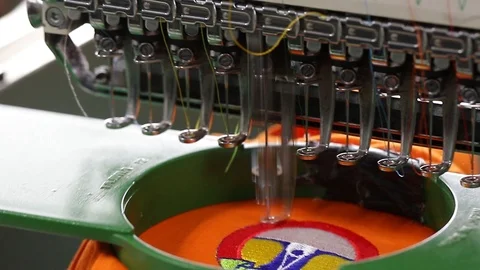 Close-up needle of Computerized machine embroidery Video stock 100202418