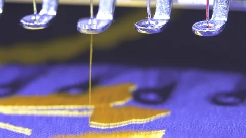 Close-up needle of Computerized machine embroidery Video stock 107662169