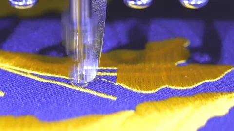 Close-up needle of Computerized machine embroidery Video stock 107662322