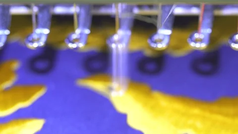 Close-up needle of Computerized machine embroidery Stock Footage 107662429