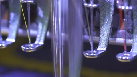 Close-up needle of Computerized machine embroidery on slow motion Video stock 107662559