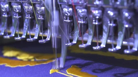 Close-up needle of Computerized machine embroidery on slow motion Video stock 107662971