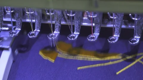 Close-up needle of Computerized machine embroidery Video stock 107663110