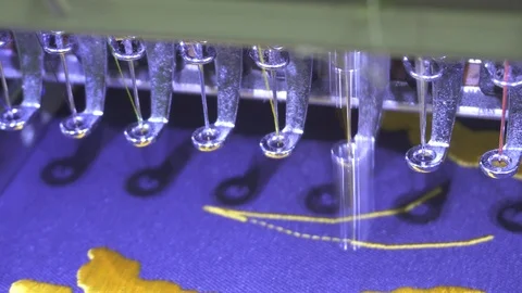 Close-up needle of Computerized machine embroidery Video stock 107663317