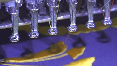 Close-up needle of Computerized machine embroidery Video stock 107663523