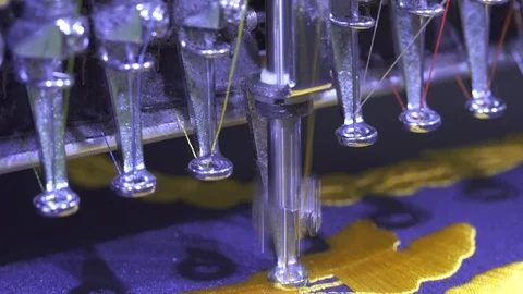 Close-up needle of Computerized machine embroidery Video stock 107663618