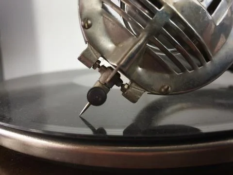Close up needle with headshell of retro record player Stock Photos