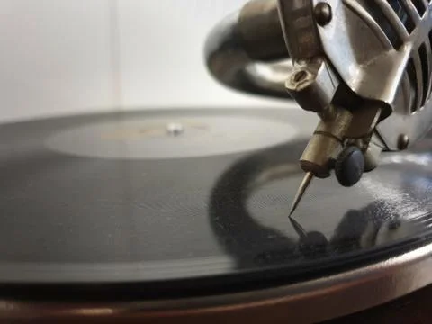 Close up needle with headshell of retro record player Stock Photos