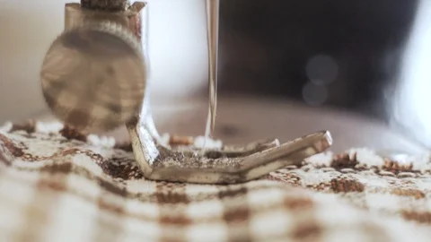 Close up Needle Sewing Stock Footage 120312936