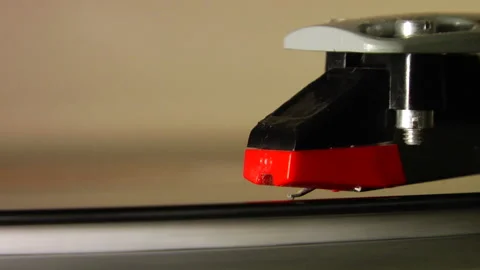 Close Up On Needle While Record Is Playing Stock Footage 144421796