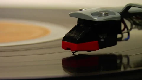 Close Up On Needle While Record Is Playing Stock Footage 144422098