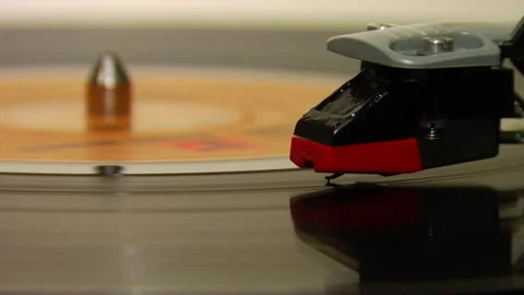 Close Up On Needle While Record Is Playing Stock Footage 144422417