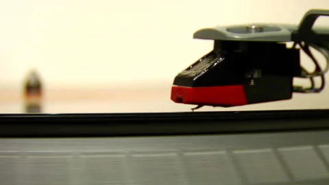 Close Up On Needle While Record Is Playing Stock Footage 144422455