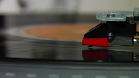 Close Up On Needle While Record Is Playing Stock Footage 144424661