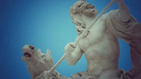 Close up of the Neptune statue Stock Footage 129883315