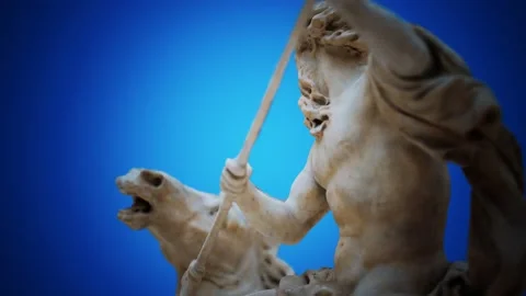 Close up of the Neptune statue Stock Footage 133816488