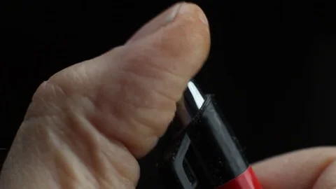 Close up - nervous man clicking pen Stock Footage 70324579