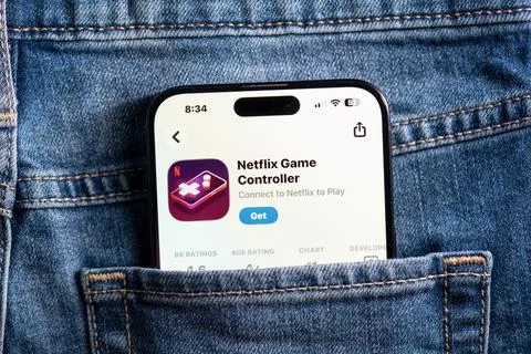 Close up of Netflix Game Controller app on smartphone. Toronto, Canada - July 24 Stock Photos