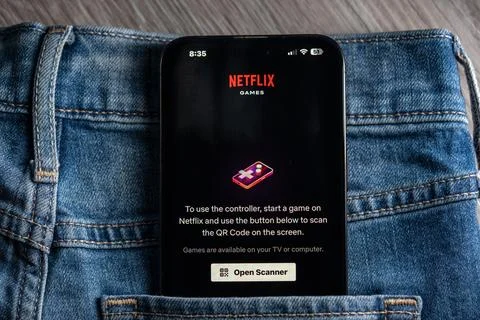 Close up of Netflix Game Controller app on smartphone. Toronto, Canada - July 24 Stock Photos