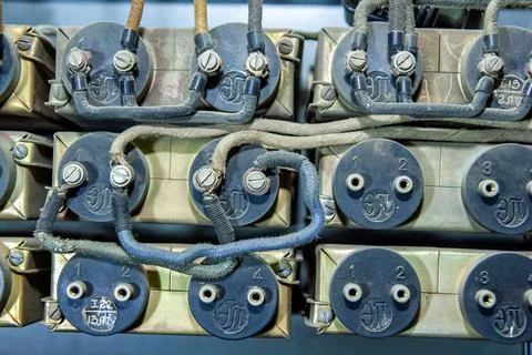 Close up of a network cable, close up of a power supply Stockfoto's