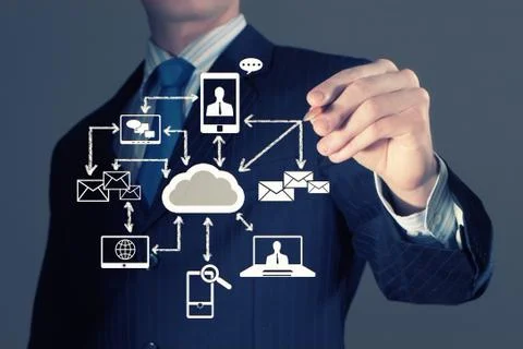 Close up network cloud 3d concept 写真素材