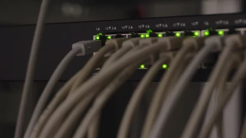 Close Up Network Server Room for Digital Communications and Internet 動画素材 124579883