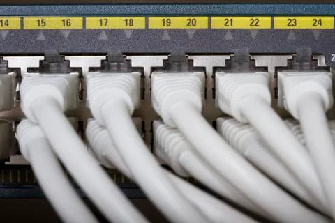Close up of network switch Stock Photos