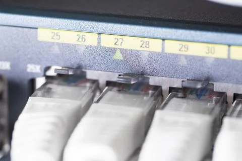 Close up of a network switch Stock Photos