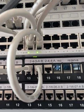 Close-up of Network Switch Ports Stock Photos
