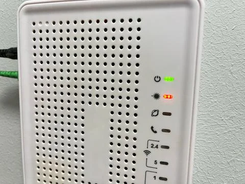 Close-up of a network switch on a wall in a room Stock Photos