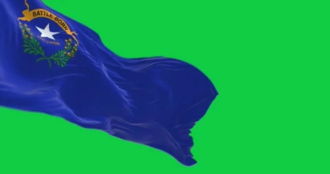 Close-up of Nevada state flag waving isolated on green background Stock Footage 280346183