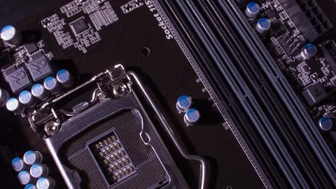 Close-up of a new computer motherboard 库存影片 81085669