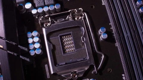 Close-up of a new computer motherboard 스톡 동영상 81085881