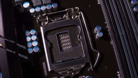 Close-up of a new computer motherboard Видео 81086001