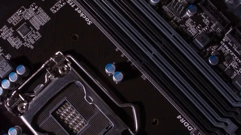 Close-up of a new computer motherboard Видео 81086043