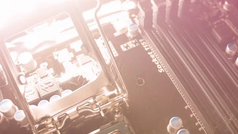 Close-up of a new computer motherboard Video stock 81087538