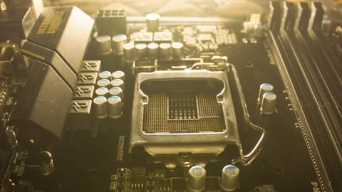 Close-up of a new computer motherboard Видео 81088033