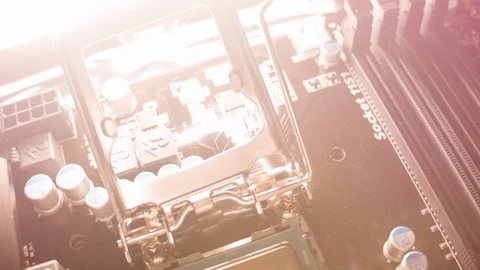 Close-up of a new computer motherboard Vídeo Stock 81088383