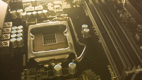 Close-up of a new computer motherboard Stock Footage 81088400