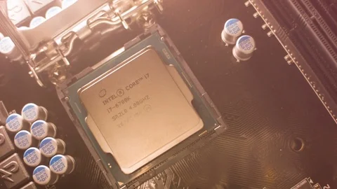 Close-up of a new computer motherboard Видео 81090283