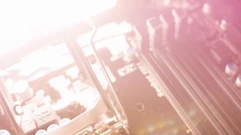 Close-up of a new computer motherboard Vídeo Stock 81090334