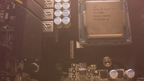 Close-up of a new computer motherboard 스톡 동영상 81090619