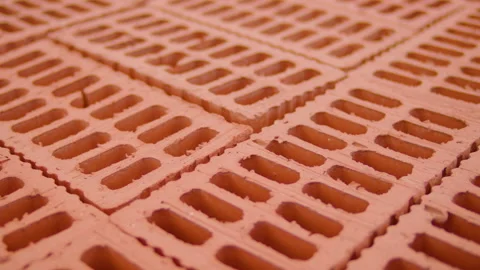 Close-up of a new red ceramic brick Stock-Footage 165097473